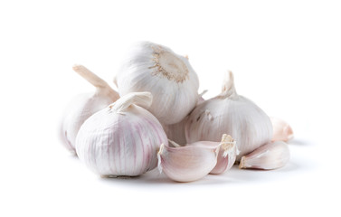 white garlic isolated on white background