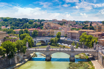View above Rome and Tiber  in Rome