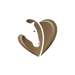 Horse head with heart shape, vector illustration