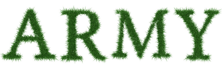 Fototapeta premium Army - 3D rendering fresh Grass letters isolated on whhite background.