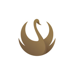 Gold colored swan, vector illustration