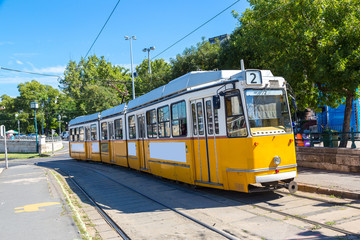 Fototapeta na wymiar Retro tram in Budapest