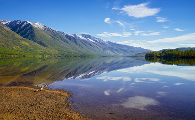 The lake Small Leprindo in the mountains in Transbaikalia Siberia