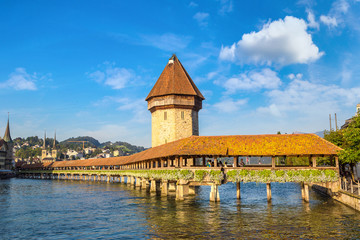 Famous Chapel bridge in Lucerne