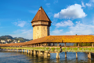 Famous Chapel bridge in Lucerne