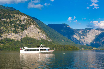 Ship on Hallstatt lake, Austria