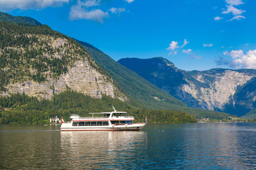 Ship on Hallstatt lake, Austria
