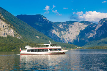 Ship on Hallstatt lake, Austria