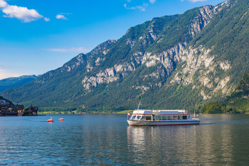 Ship on Hallstatt lake, Austria