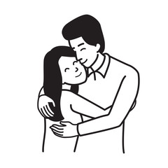 Hugging lover couple