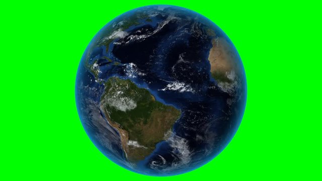 Suriname. 3D Earth in space - zoom in on Suriname outlined. Green screen background