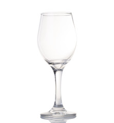 Empty red wine glass isolated on white background.