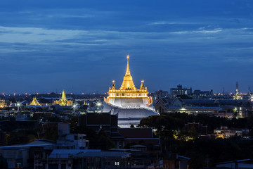 Famous Golden Mount, Wat Sraket Rajavaravihara temple in Bangkok, Thailand