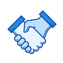 Handshake vector line icon isolated on white background