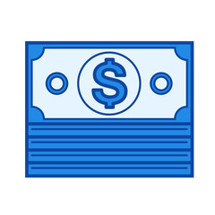 Cash vector line icon isolated on white background. Cash line icon for infographic, website or app. Blue icon designed on a grid system.