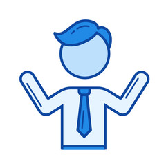 Confused businessman vector line icon isolated on white background. Confused businessman line icon for infographic, website or app. Blue icon designed on a grid system.