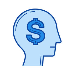 Employee cost vector line icon isolated on white background. Employee cost line icon for infographic, website or app. Blue icon designed on a grid system.