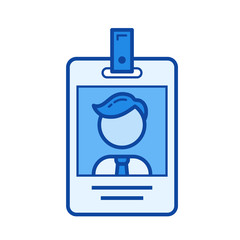 Identification card vector line icon isolated on white background. Identification card line icon for infographic, website or app. Blue icon designed on a grid system.