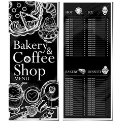 menu cafe coffee bakery restaurant template design hand drawing graphic