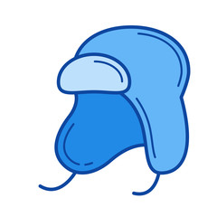 Baby hat vector line icon isolated on white background. Baby hat line icon for infographic, website or app. Blue icon designed on a grid system.