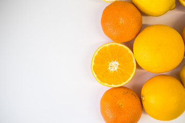 orange with half of orange isolated on the white background