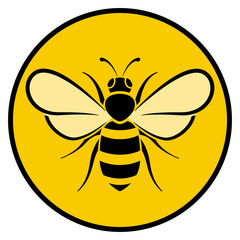 bee circle yellow icon