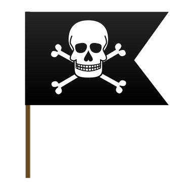 Skull and crossbones. Jolly Roger. Pirate flag. Vector illustrations.