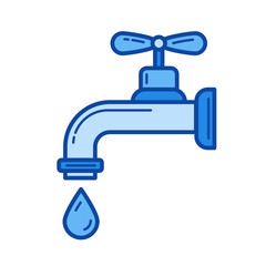 Water supply vector line icon isolated on white background. Water supply line icon for infographic, website or app. Blue icon designed on a grid system.