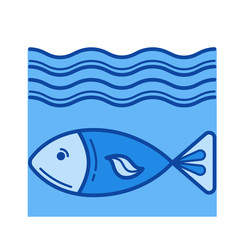 Fish vector line icon isolated on white background. Fish line icon for infographic, website or app. Blue icon designed on a grid system.