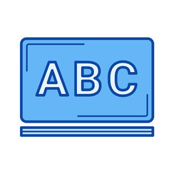 School chalkboard vector line icon isolated on white background. School chalkboard line icon for infographic, website or app. Blue icon designed on a grid system.