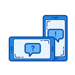 Obraz premium Student chat vector line icon isolated on white background. Student chat line icon for infographic, website or app. Blue icon designed on a grid system.