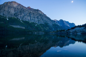 Lake in Glacier National Park by moonlight