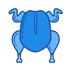 Chicken grill vector line icon isolated on white background. Chicken grill line icon for infographic, website or app. Blue icon designed on a grid system.