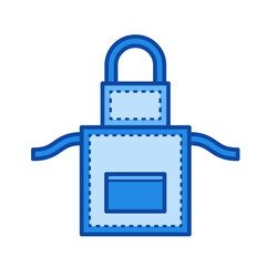 Apron vector line icon isolated on white background. Apron line icon for infographic, website or app. Blue icon designed on a grid system.