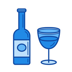 Wine vector line icon isolated on white background. Wine line icon for infographic, website or app. Blue icon designed on a grid system.