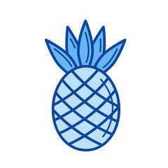 Pineapple vector line icon isolated on white background. Pineapple line icon for infographic, website or app. Blue icon designed on a grid system.