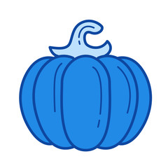 Pumpkin vector line icon isolated on white background. Pumpkin line icon for infographic, website or app. Blue icon designed on a grid system.