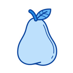 Pear vector line icon isolated on white background. Pear line icon for infographic, website or app. Blue icon designed on a grid system.