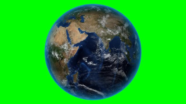 Uganda. 3D Earth in space - zoom in on Uganda outlined. Green screen background