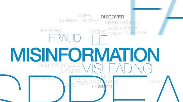 Misinformation animated word cloud, text design animation. Kinetic typography.