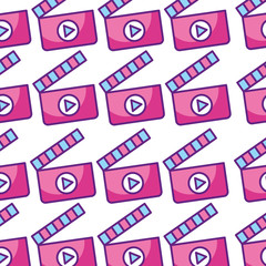 clapperboard with media player pattern background vector illustration design