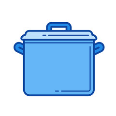 Saucepan vector line icon isolated on white background. Saucepan line icon for infographic, website or app. Blue icon designed on a grid system.