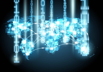 Obraz premium Global network with falling number Vector