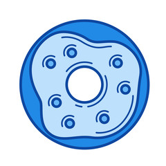 Donut vector line icon isolated on white background. Donut line icon for infographic, website or app. Blue icon designed on a grid system.