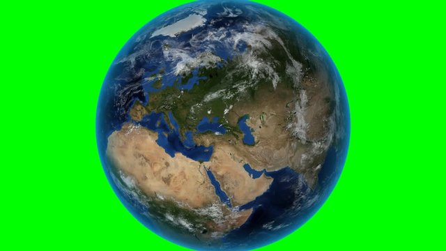 United Kingdom. 3D Earth in space - zoom in on United Kingdom outlined. Green screen background