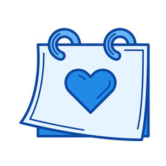 Wedding day vector line icon isolated on white background. Wedding day line icon for infographic, website or app. Blue icon designed on a grid system.