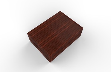 Elegant Wooden Box, Luxury Wooden Gift Set Box On Isolated White Background, Mock Up Template, Ready For Your Design, 3D Illustration