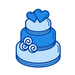Wedding cake vector line icon isolated on white background