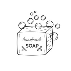 Vector thin line icon of natural organic handmade soap