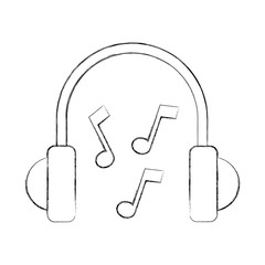 earphones device with music notes vector illustration design